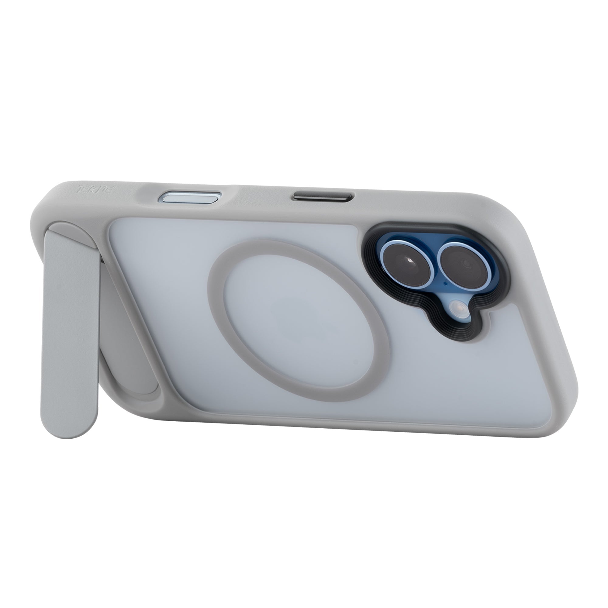 TEKNE Hybrid Frost Matte with stand Case for iPhone 17-Grey