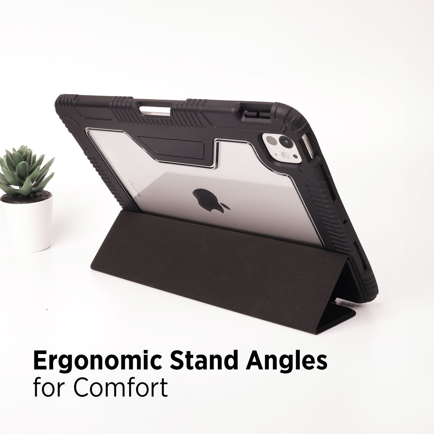 Tekne Shockproof Vegan Leather Case for iPad Pro 11 M4 | Stand Function | Drop Protection - Black