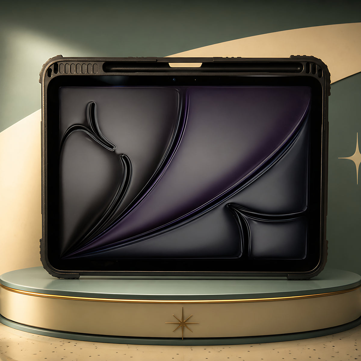 TEKNE Shockproof vegan leather case with stand function for New iPad 11" -Black