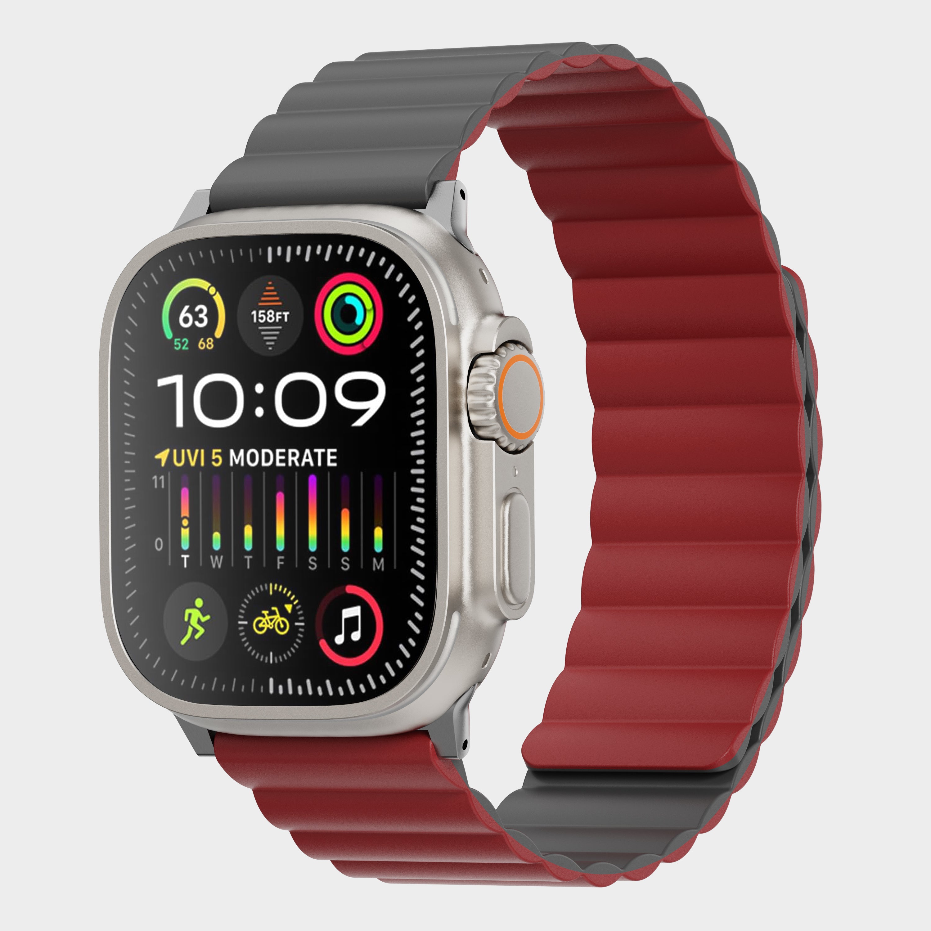 Tekne Reversible Magnetic Silicone Band|Grey-Red