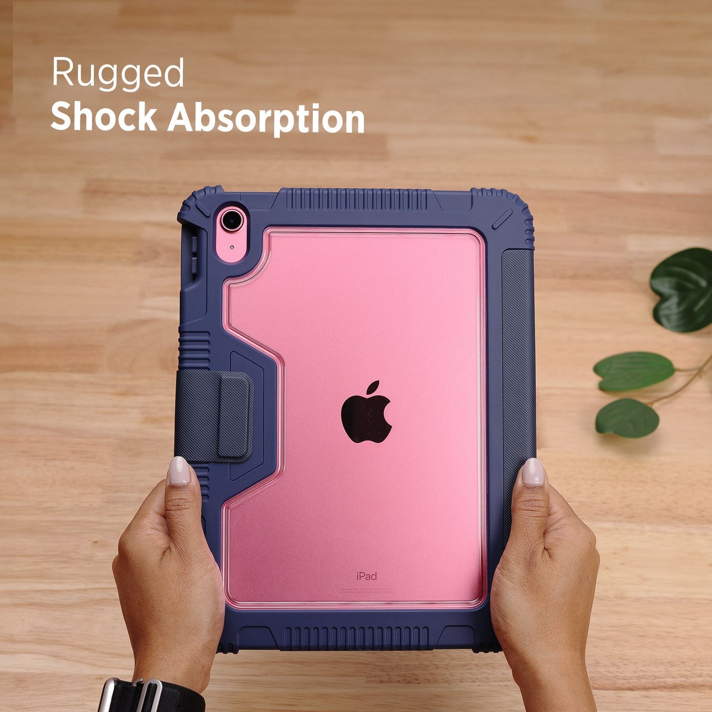 Tekne Shockproof Vegan Leather Case for iPad 10th Gen 10.9 inch | Stand Function | Drop Protection - Blue