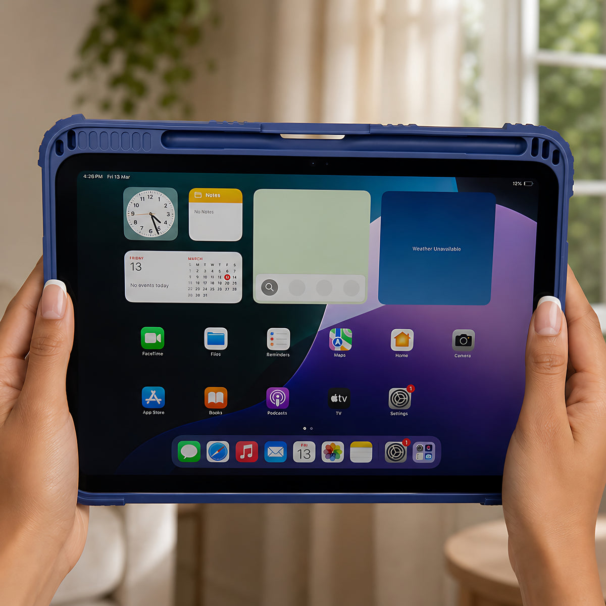 TEKNE Shockproof vegan leather case with stand function for New iPad 11" -Blue