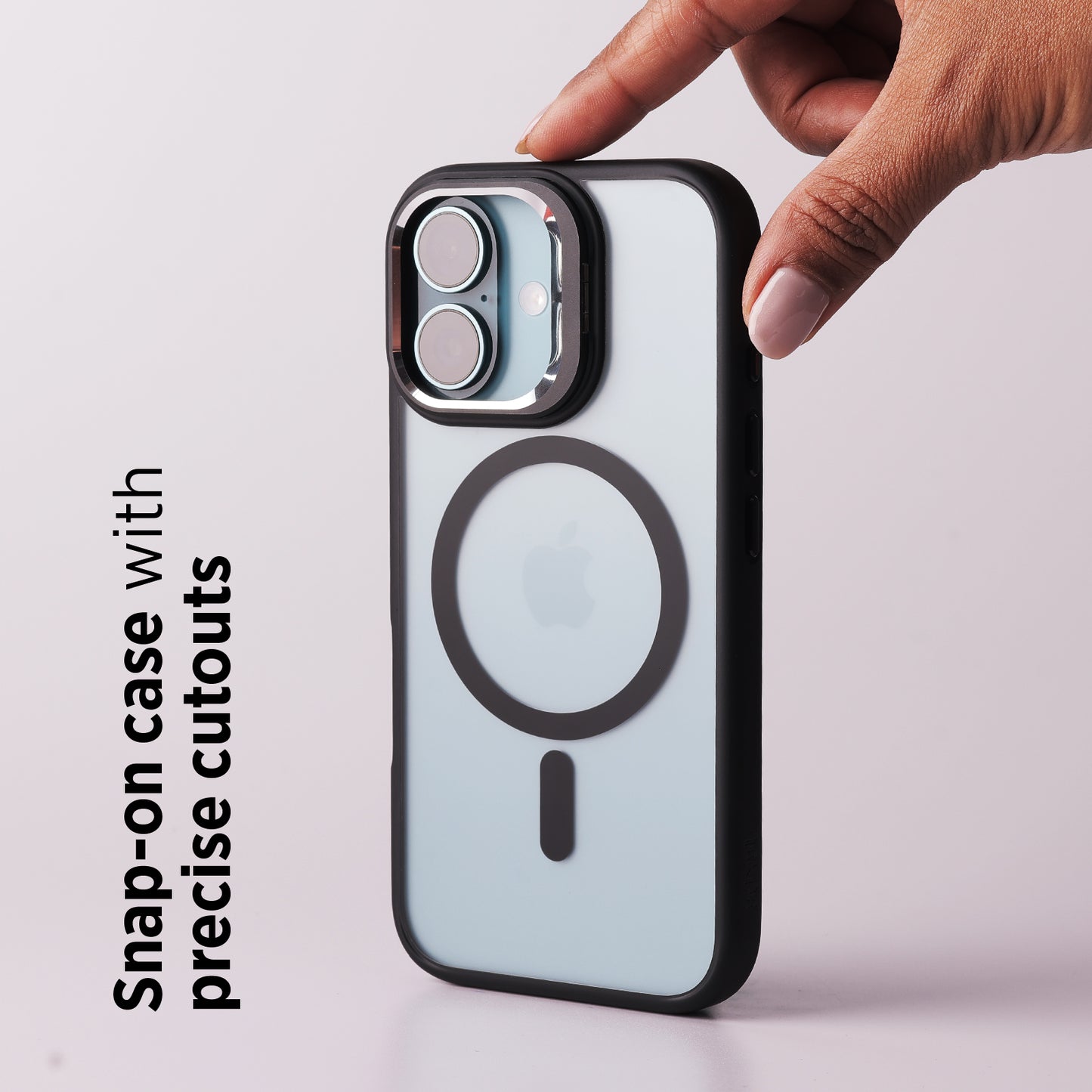 Tekne CLEAR Case with Camera Stand for iPhone 16 | Slim, Transparent & Scratch-Resistant - Black