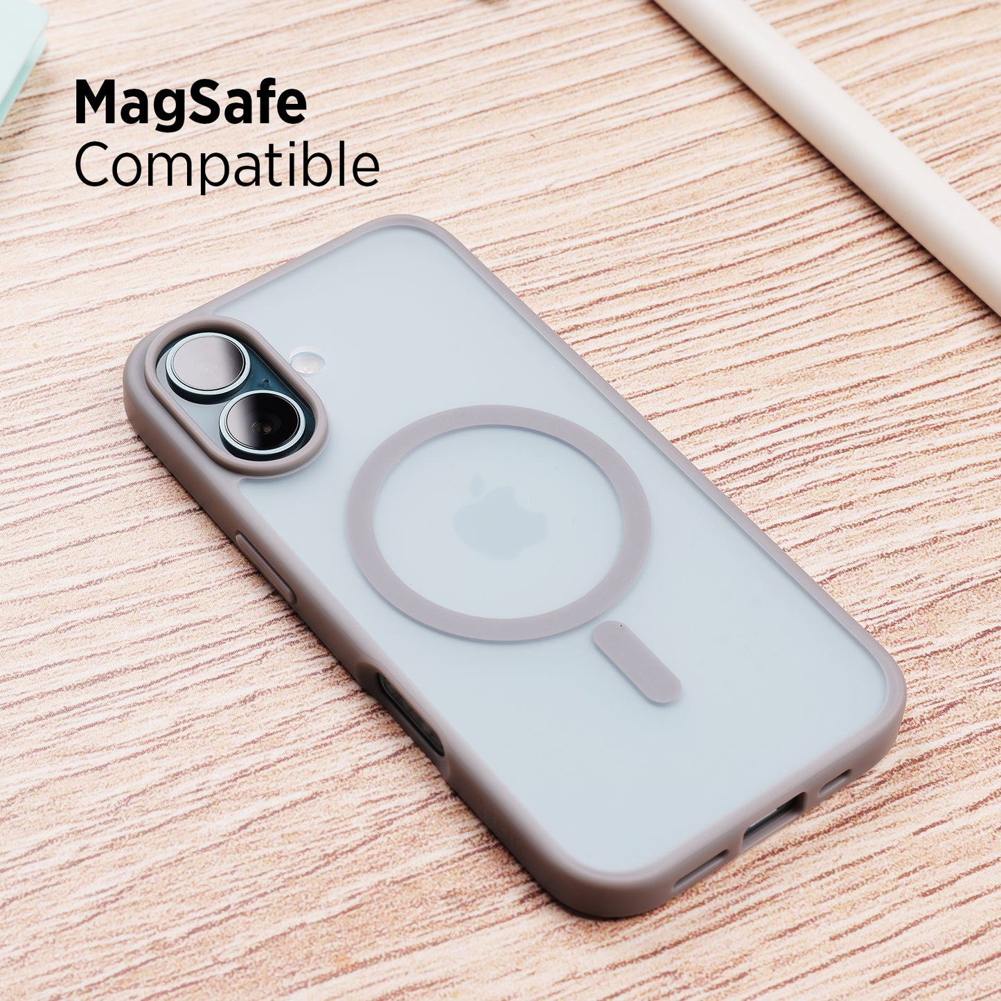 Tekne Matt MagSafe Case for iPhone 16 | Matte Finish | MagSafe Compatible & Scratch-Resistant - Grey
