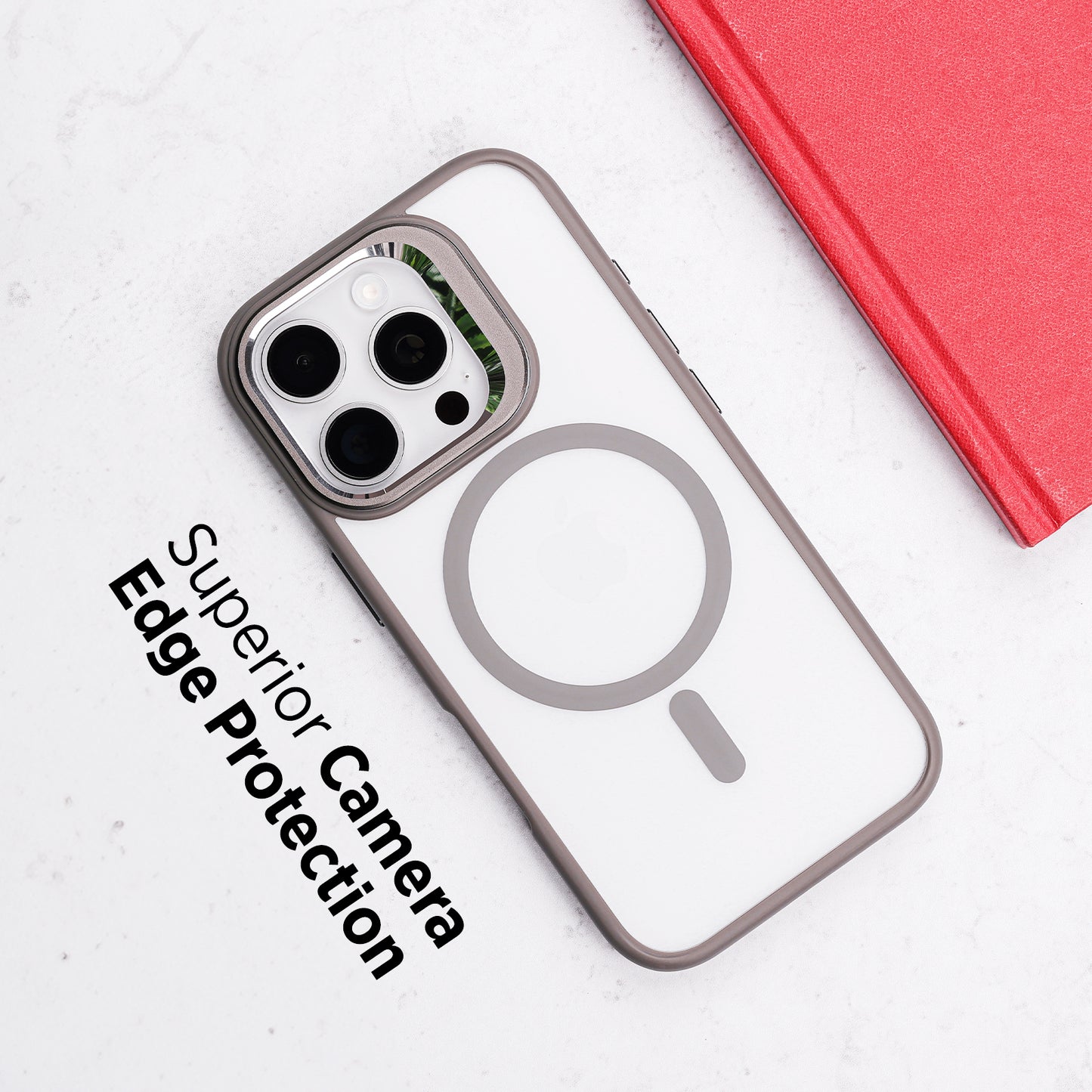 Tekne CLEAR Case with Camera Stand for iPhone 16 Pro | Slim, Transparent & Scratch-Resistant - Grey