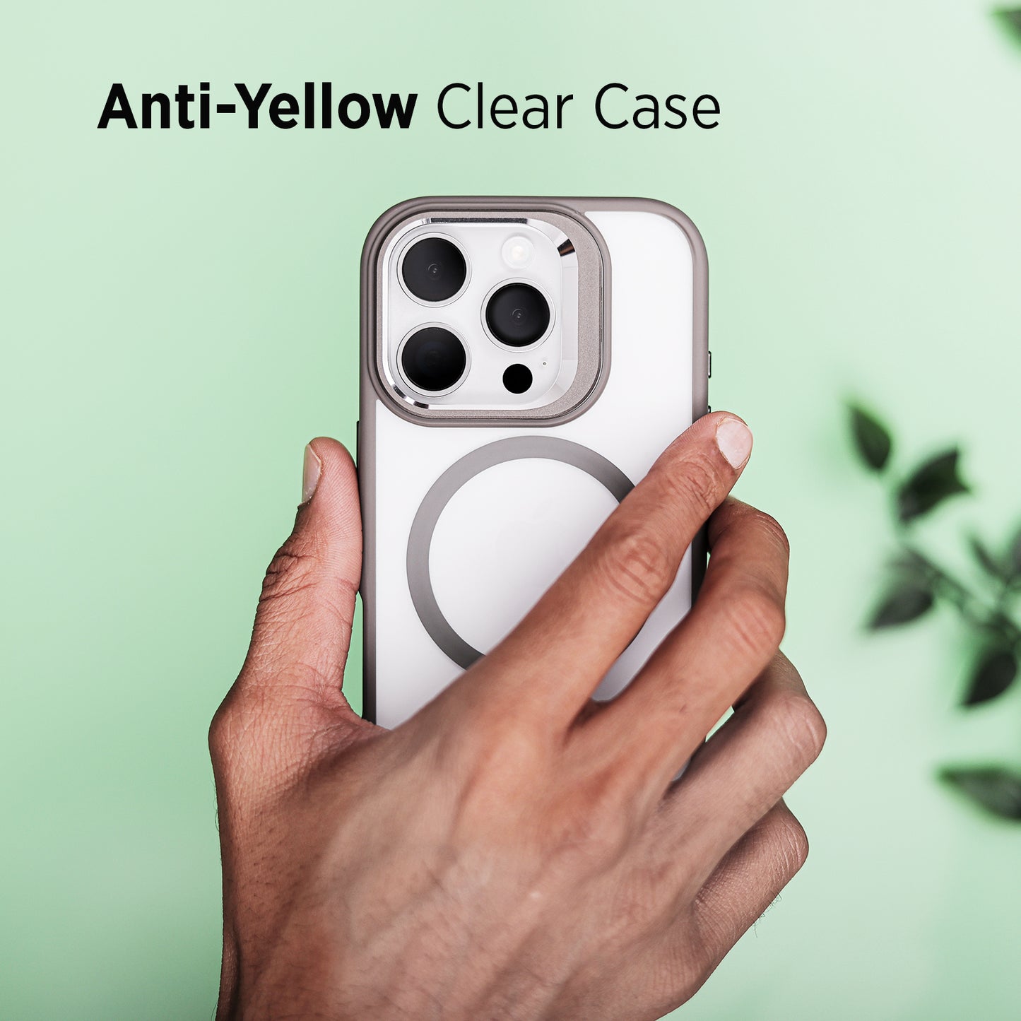 Tekne CLEAR Case with Camera Stand for iPhone 16 Pro | Slim, Transparent & Scratch-Resistant - Grey