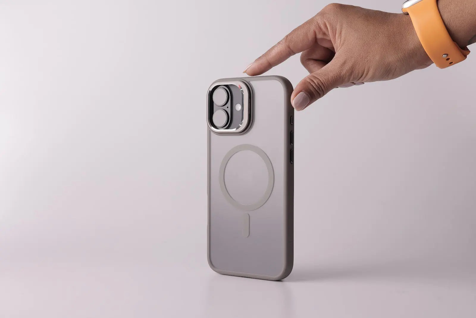 TEKNE CLEAR Case with Camera Stand for iPhone 16 Plus | Slim, Transparent & Scratch-Resistant - Grey