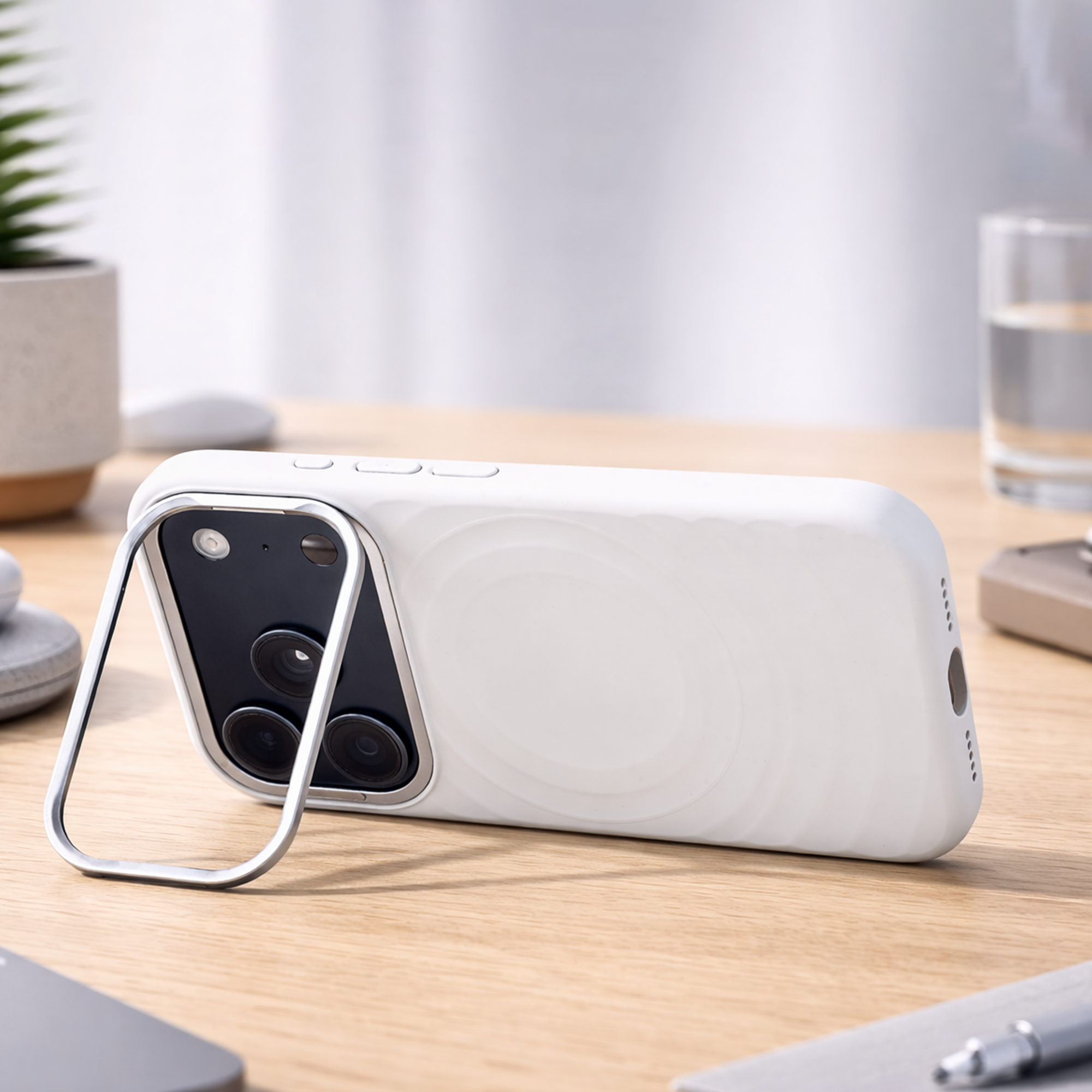 TEKNE WaveStand Silicone Case for iPhone 17 Pro-Beige