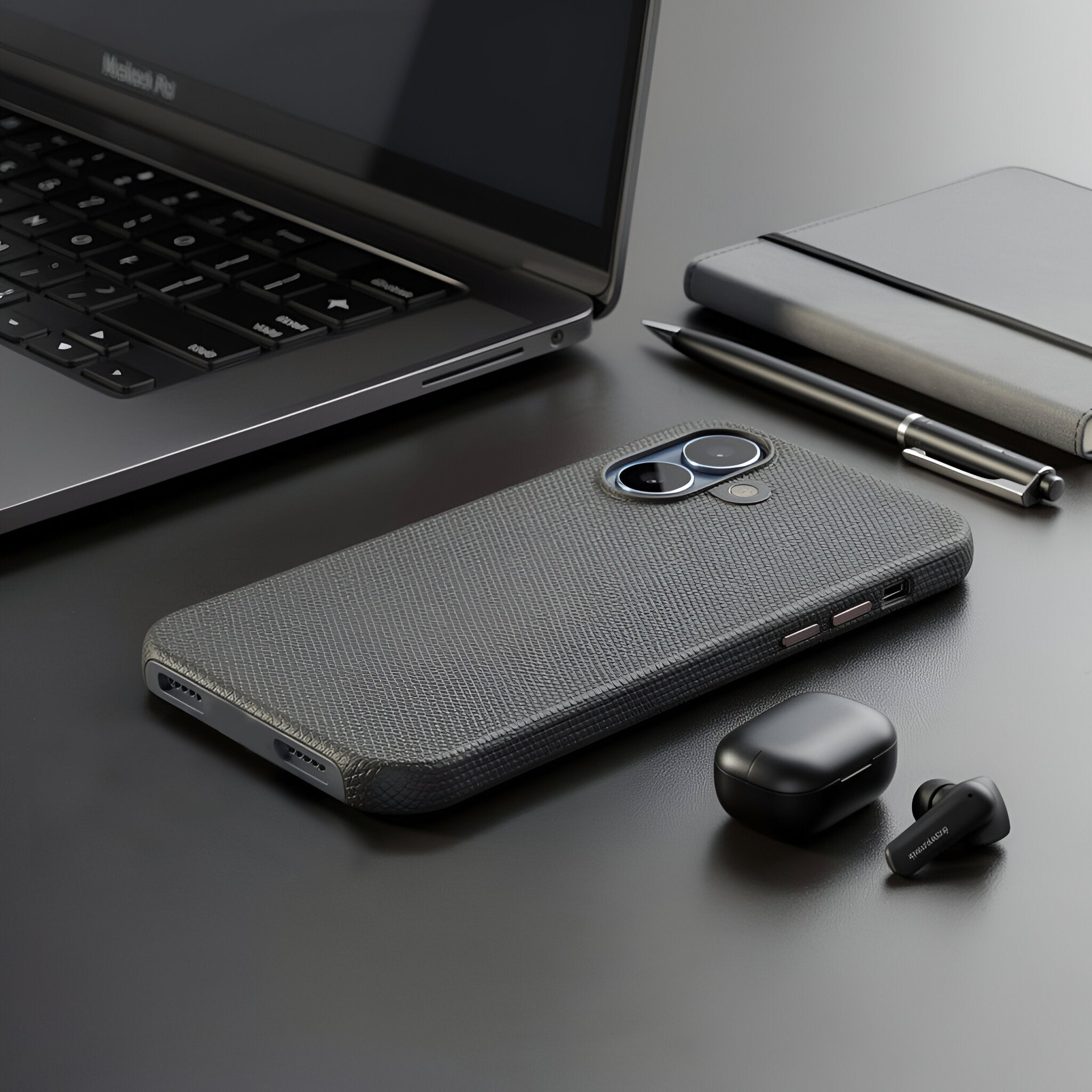 TEKNE Textura Vegan Leather Case for iPhone 17-Grey