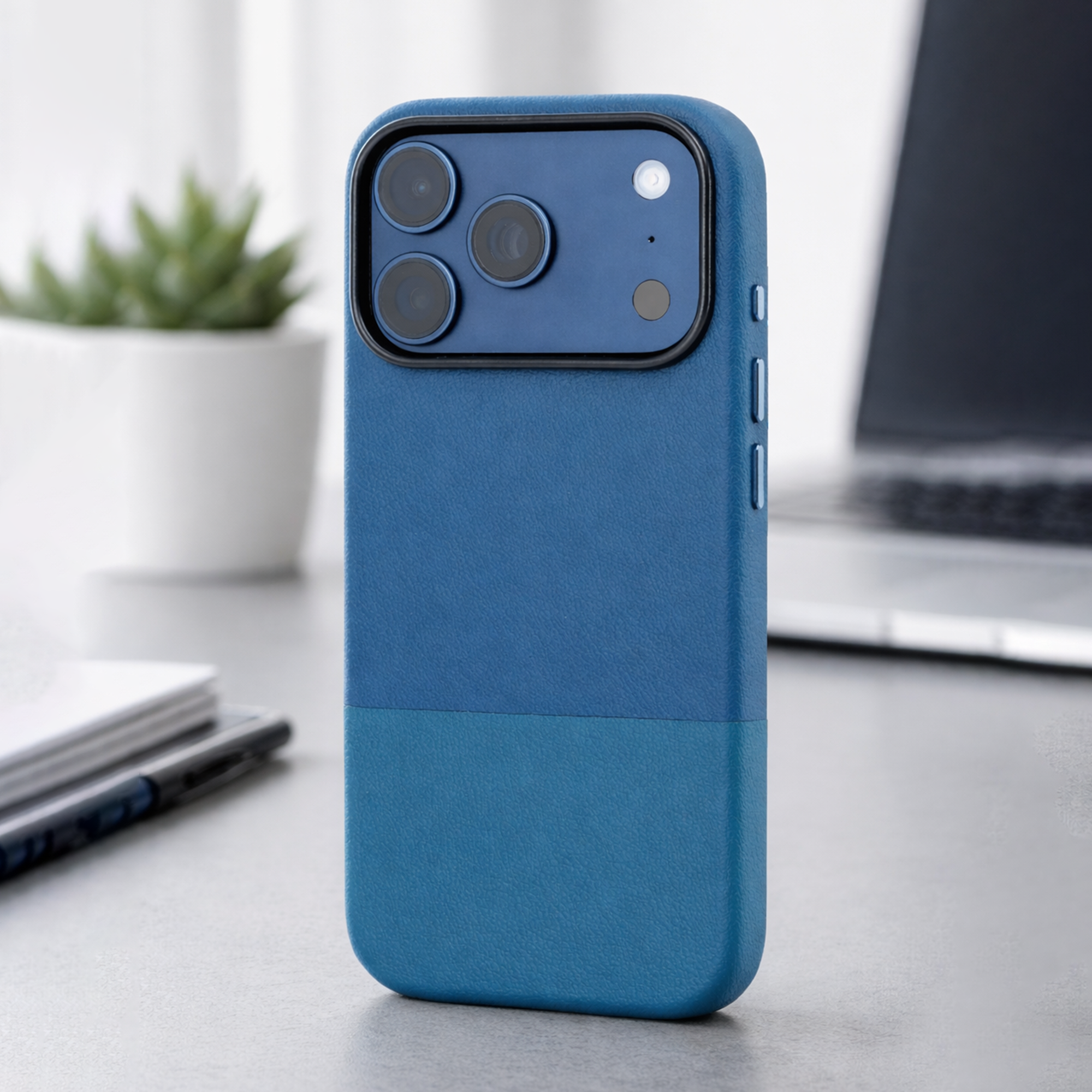 TEKNE DualTone Vegan Leather Case for iPhone 17 Pro- Blue