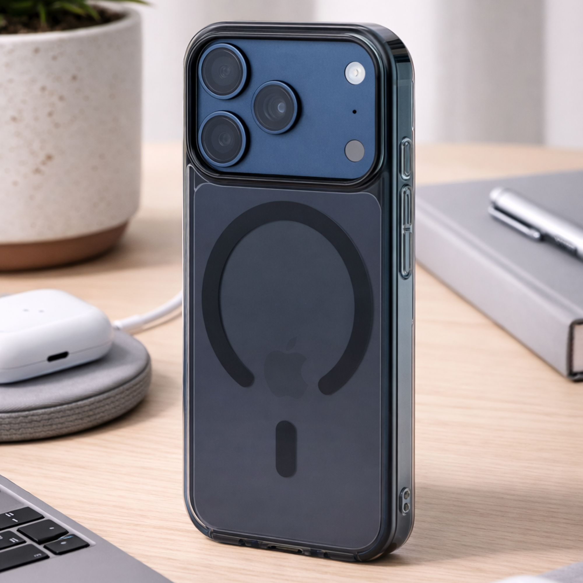 TEKNE Crystal Hybrid Case for iPhone 17 Pro-Clear Black