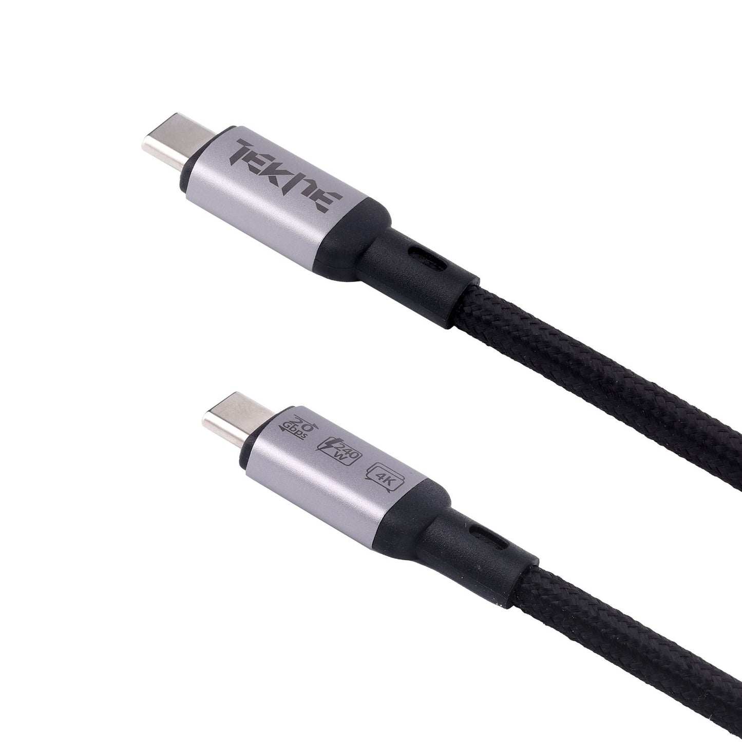 Tekne 240W USB4 Braided Cable | Ultra-Fast Charging & 20Gbps Data Transfer | Durable 2m Cable - Black