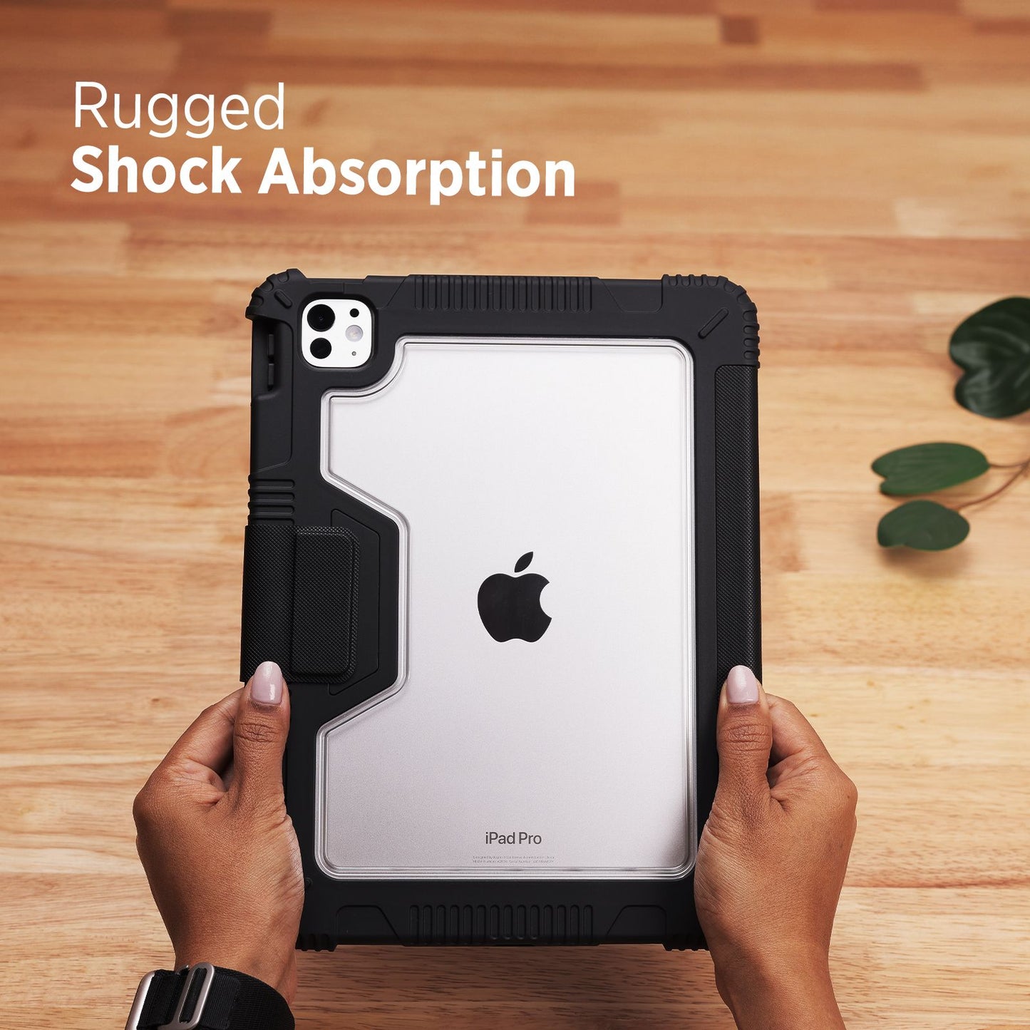 Tekne Shockproof Vegan Leather Case for iPad Pro 11 M4 | Stand Function | Drop Protection - Black