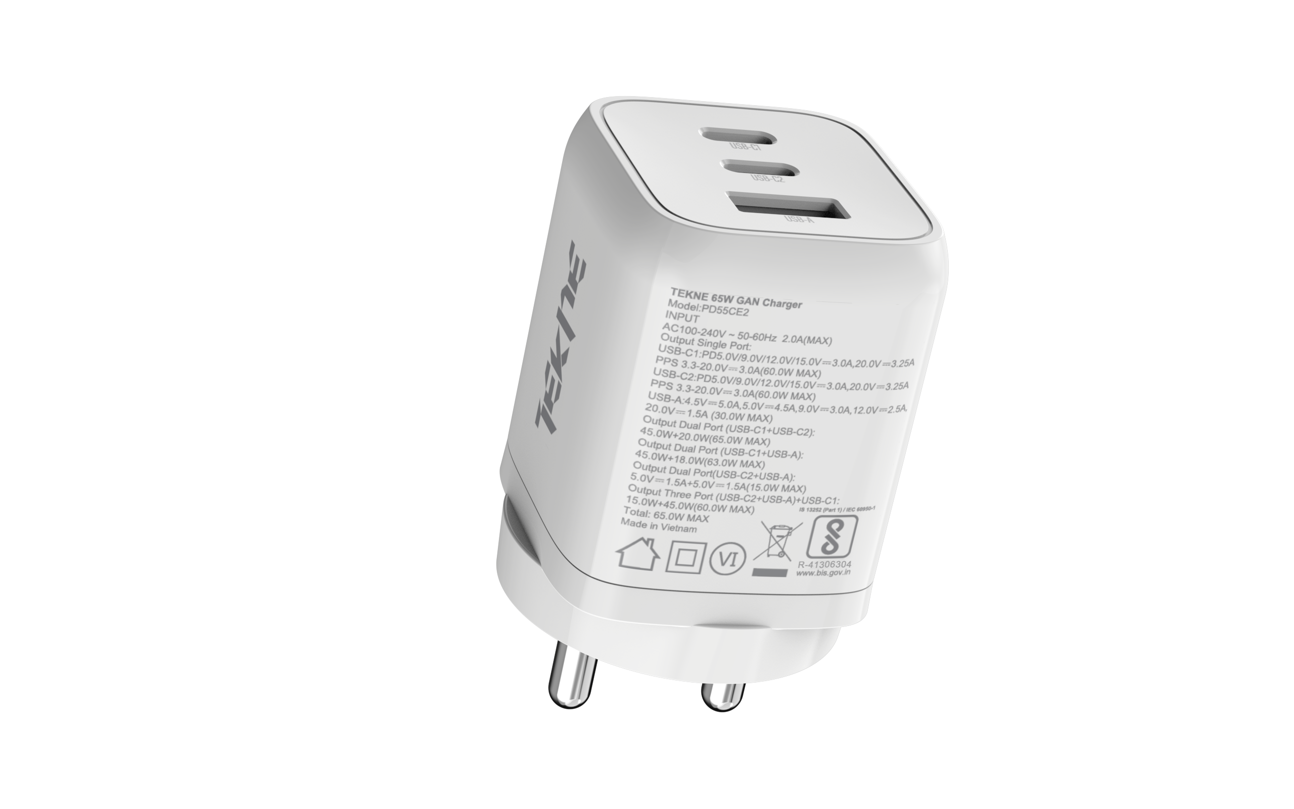 TEKNE 65W Triple Port GaN Charger