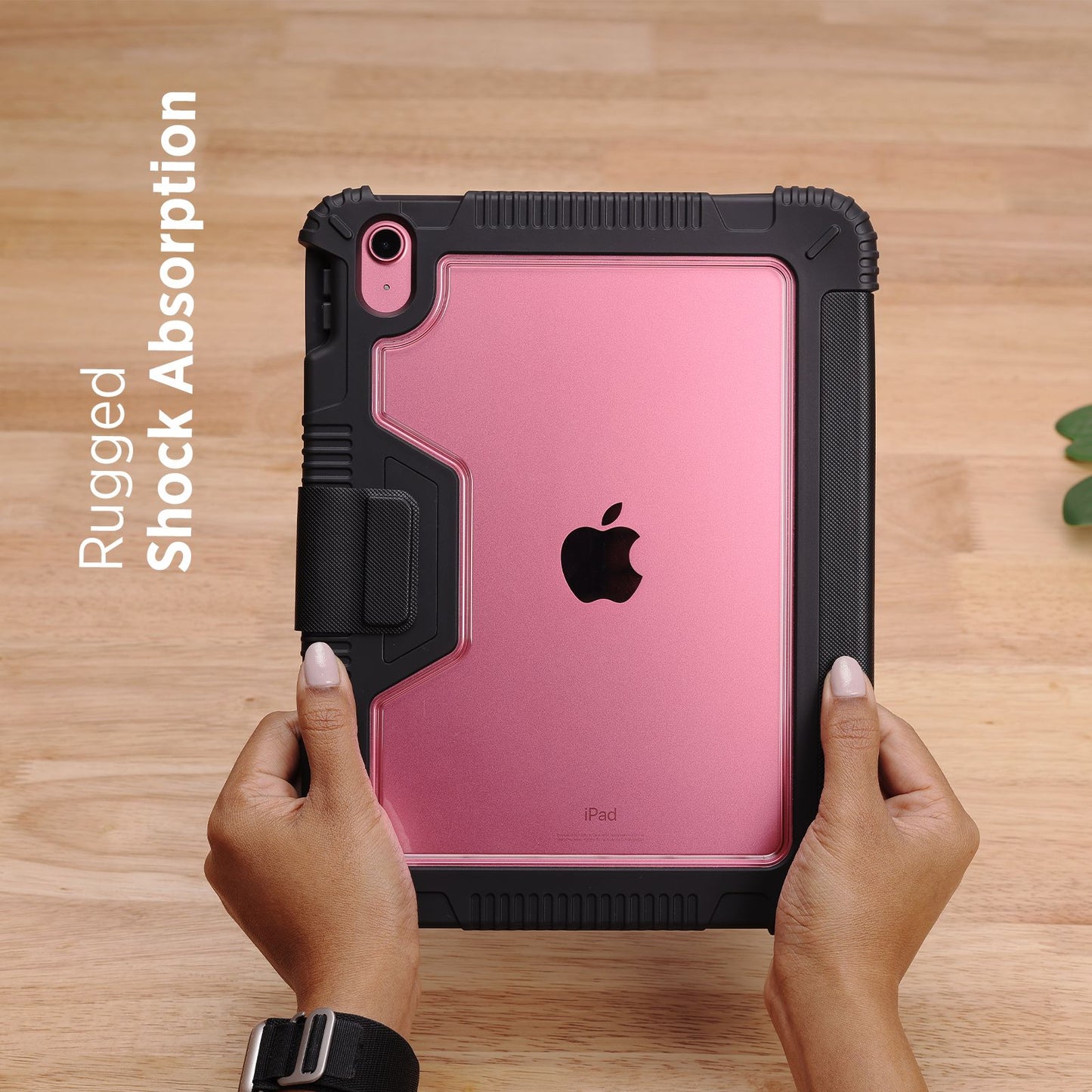 Tekne Shockproof Vegan Leather Case for iPad 10th Gen 10.9 inch | Stand Function | Drop Protection - Black