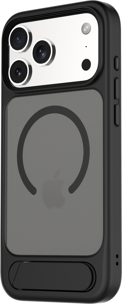 TEKNE Hybrid Frost Matte with stand Case for iPhone 17 Pro Max-Black