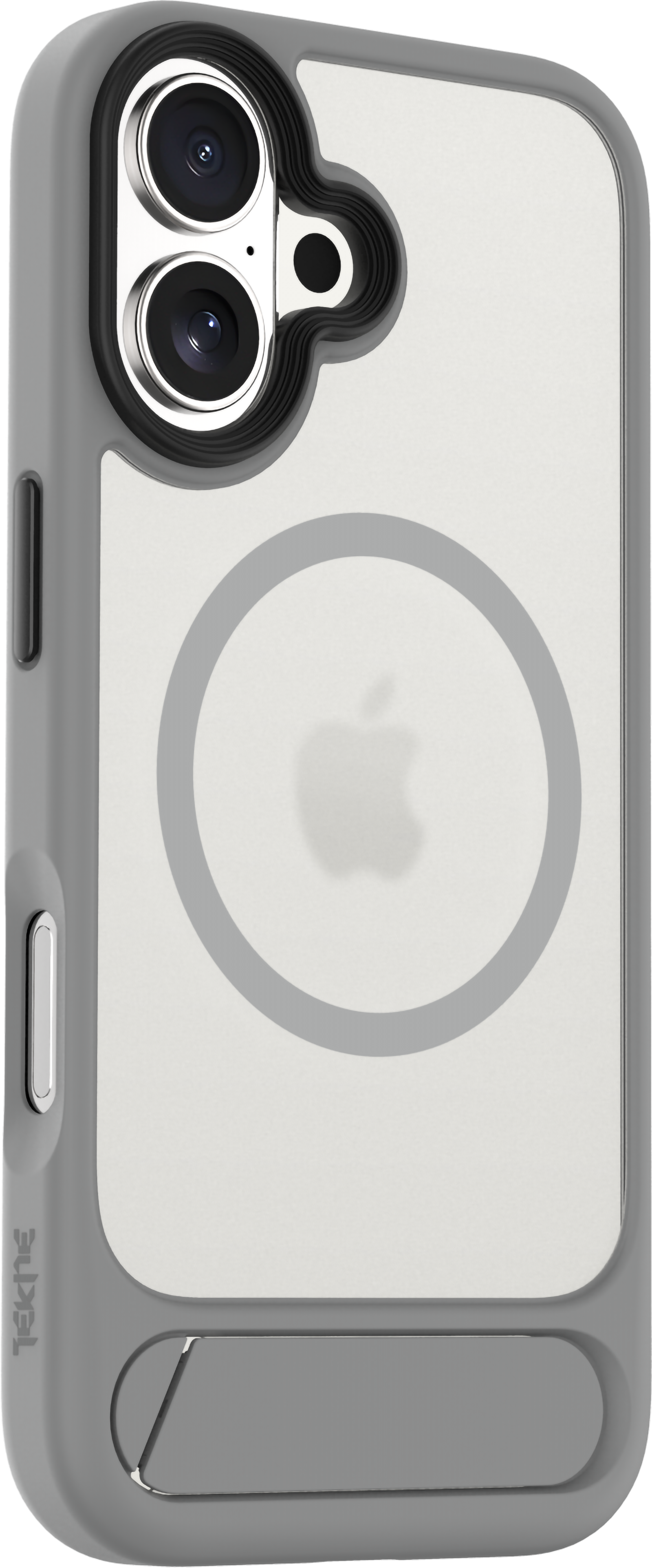 TEKNE Hybrid Frost Matte with stand Case for iPhone 17-Grey