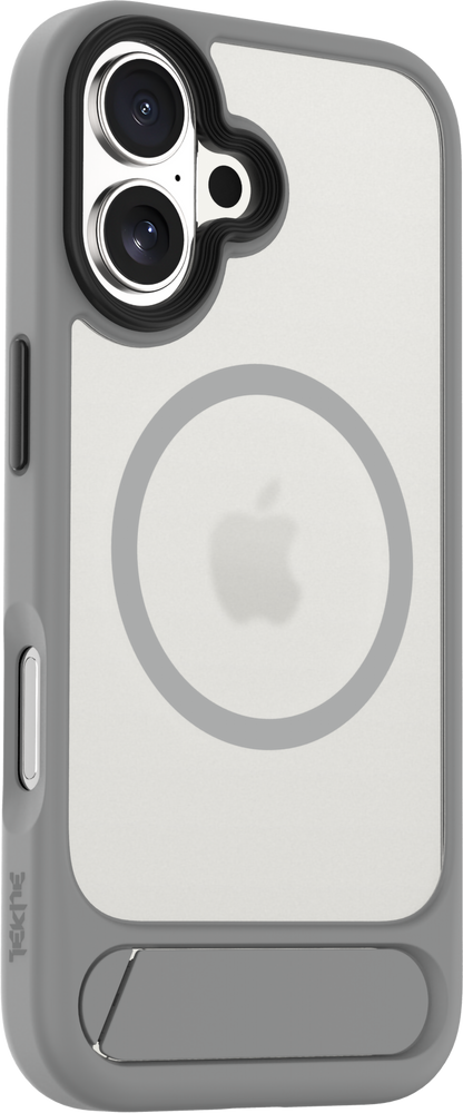 TEKNE Hybrid Frost Matte with stand Case for iPhone 17-Grey
