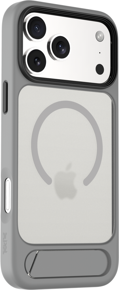TEKNE Hybrid Frost Matte with stand Case for iPhone 17 Pro Max-Grey