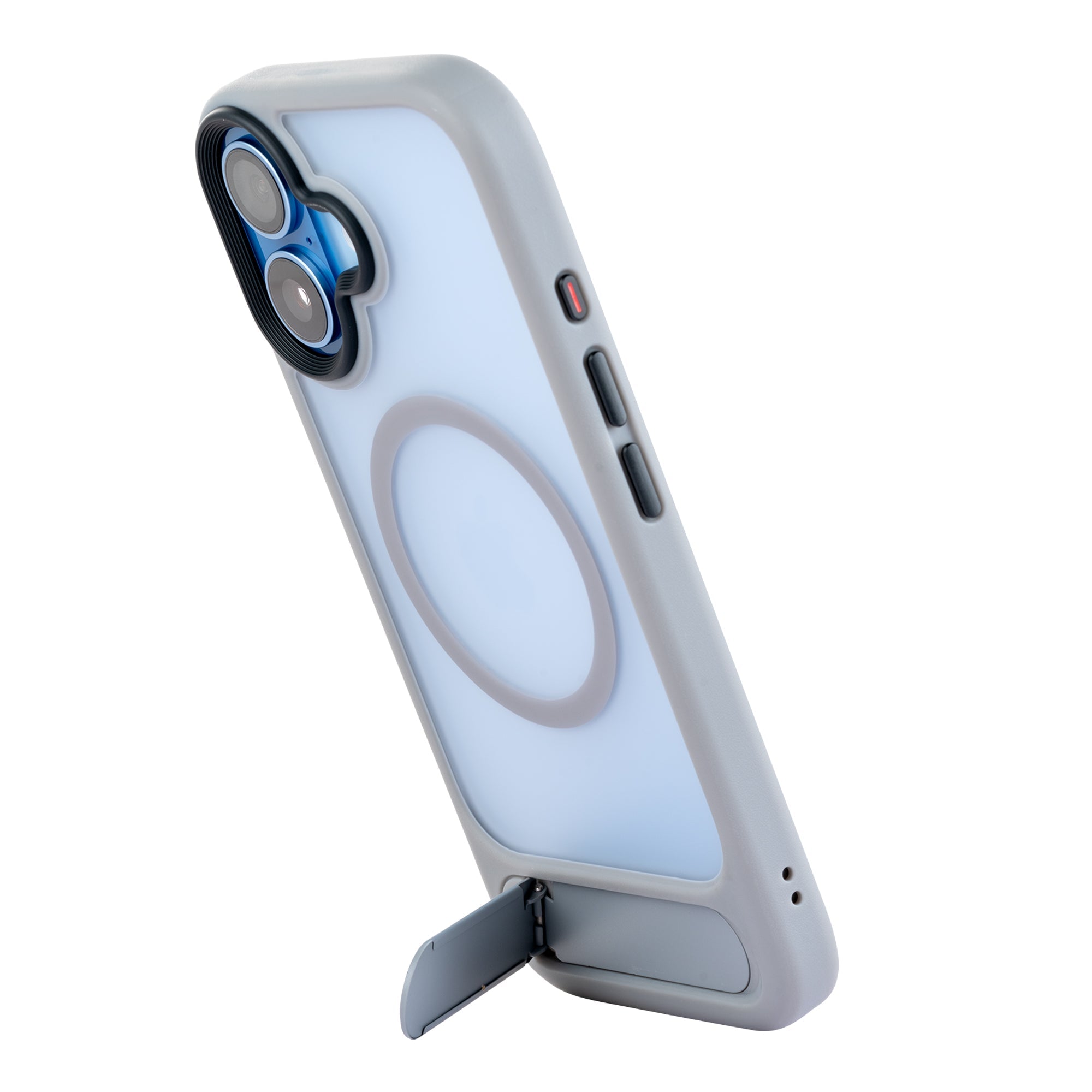 TEKNE Hybrid Frost Matte with stand Case for iPhone 17-Grey