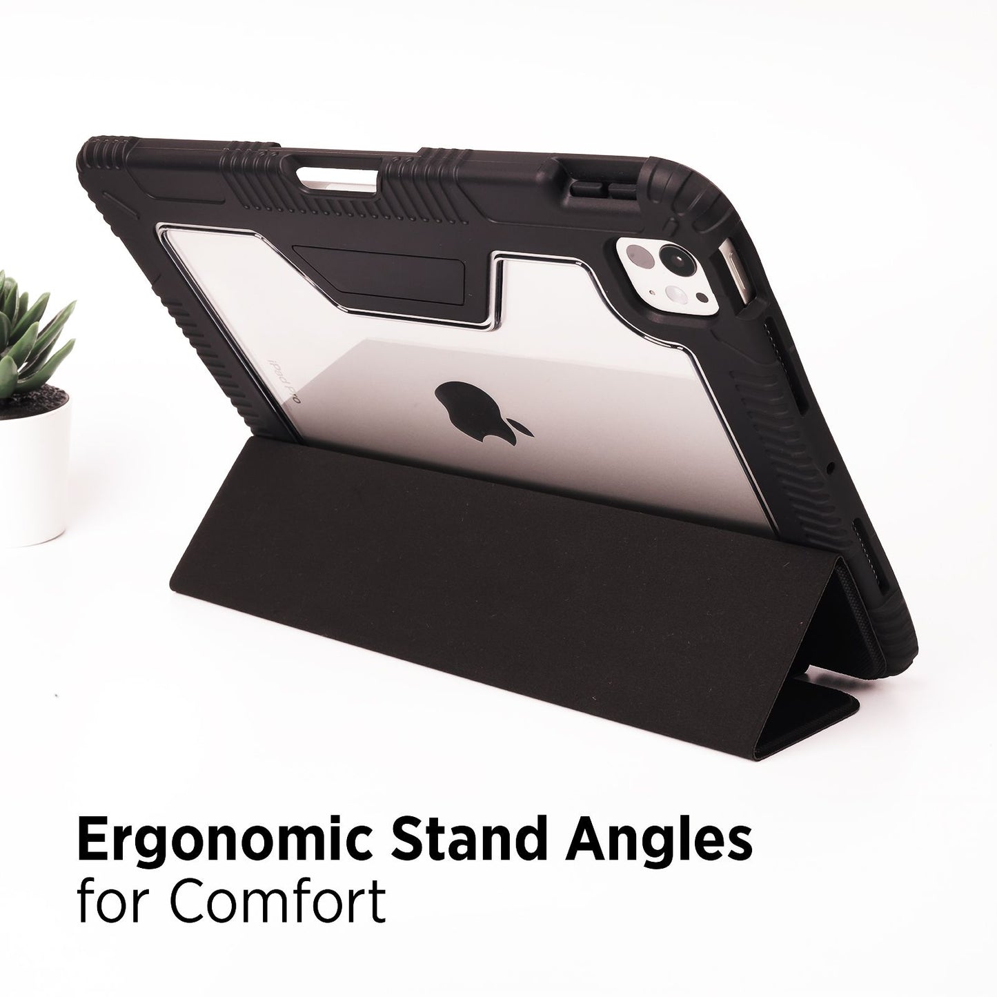 Tekne Shockproof Vegan Leather Case for iPad Pro 13 M4 | Stand Function | Drop Protection - Black