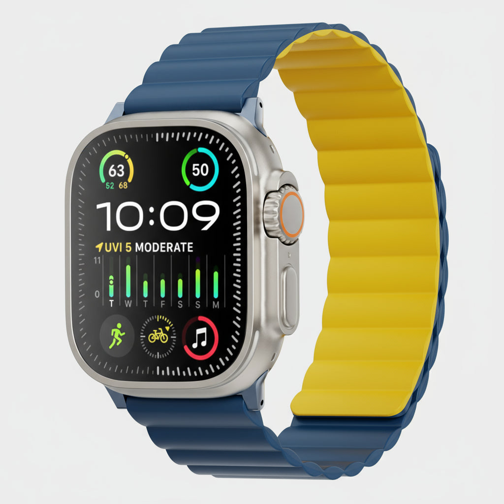 Tekne Reversible Magnetic Silicone Band | Blue-Yellow