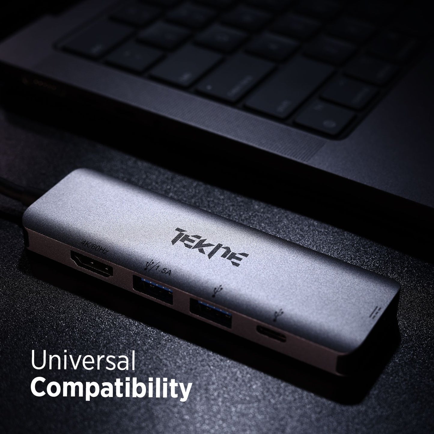Tekne Essential USB-C Hub | 8-in-1 Multiport Adapter | 100W Fast Charging & 4K HDMI - Silver