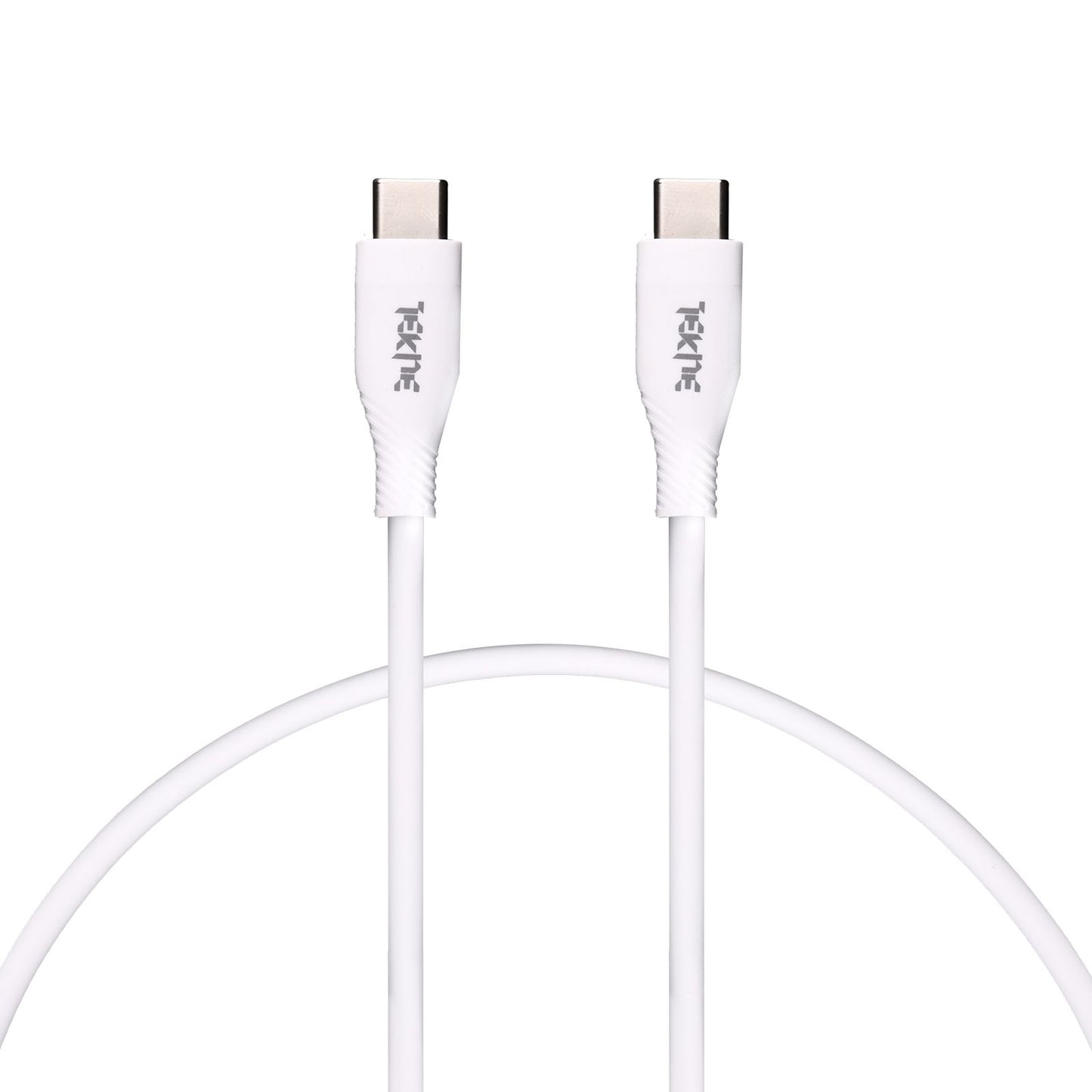 Tekne 60W iPhone Silicone Charging Cable | Fast Charging | Ultra-Durable | Tangle-Free Design - White
