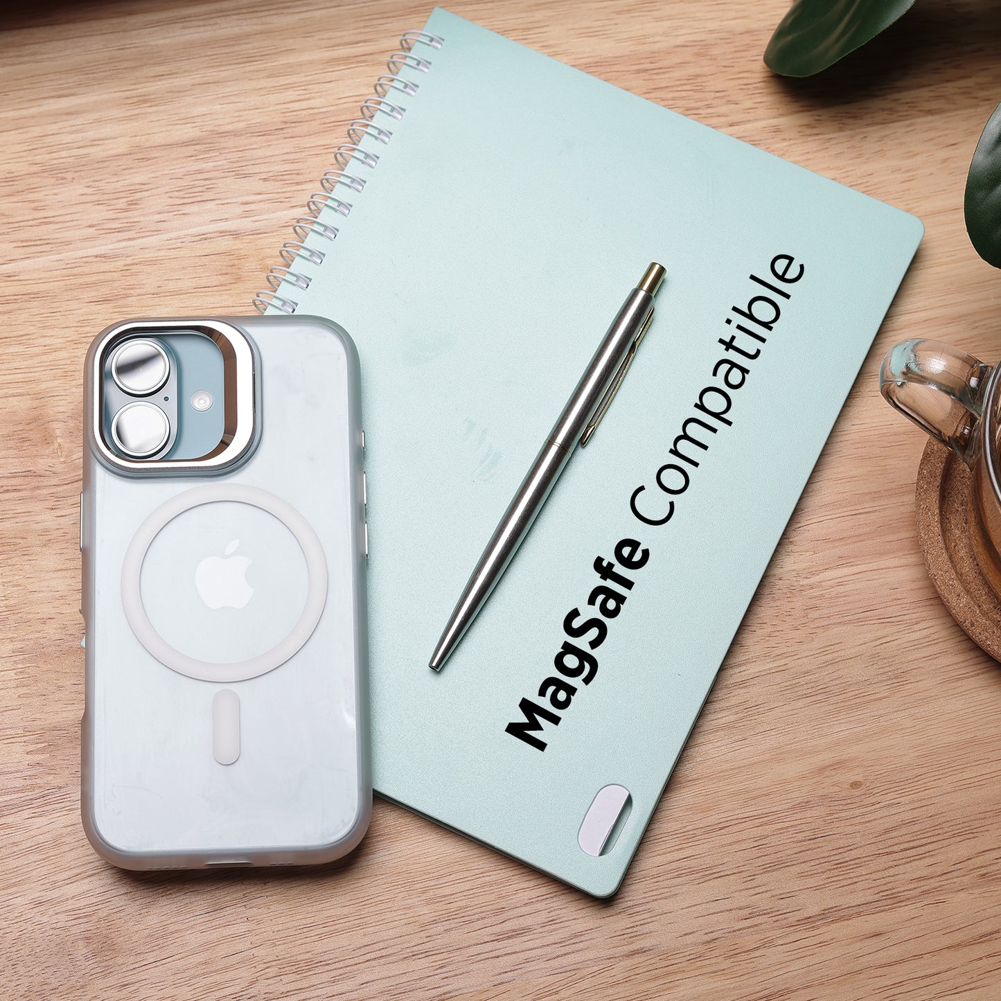 Tekne CLEAR Case with Camera Stand for iPhone 16 | Slim, Transparent & Scratch-Resistant - White