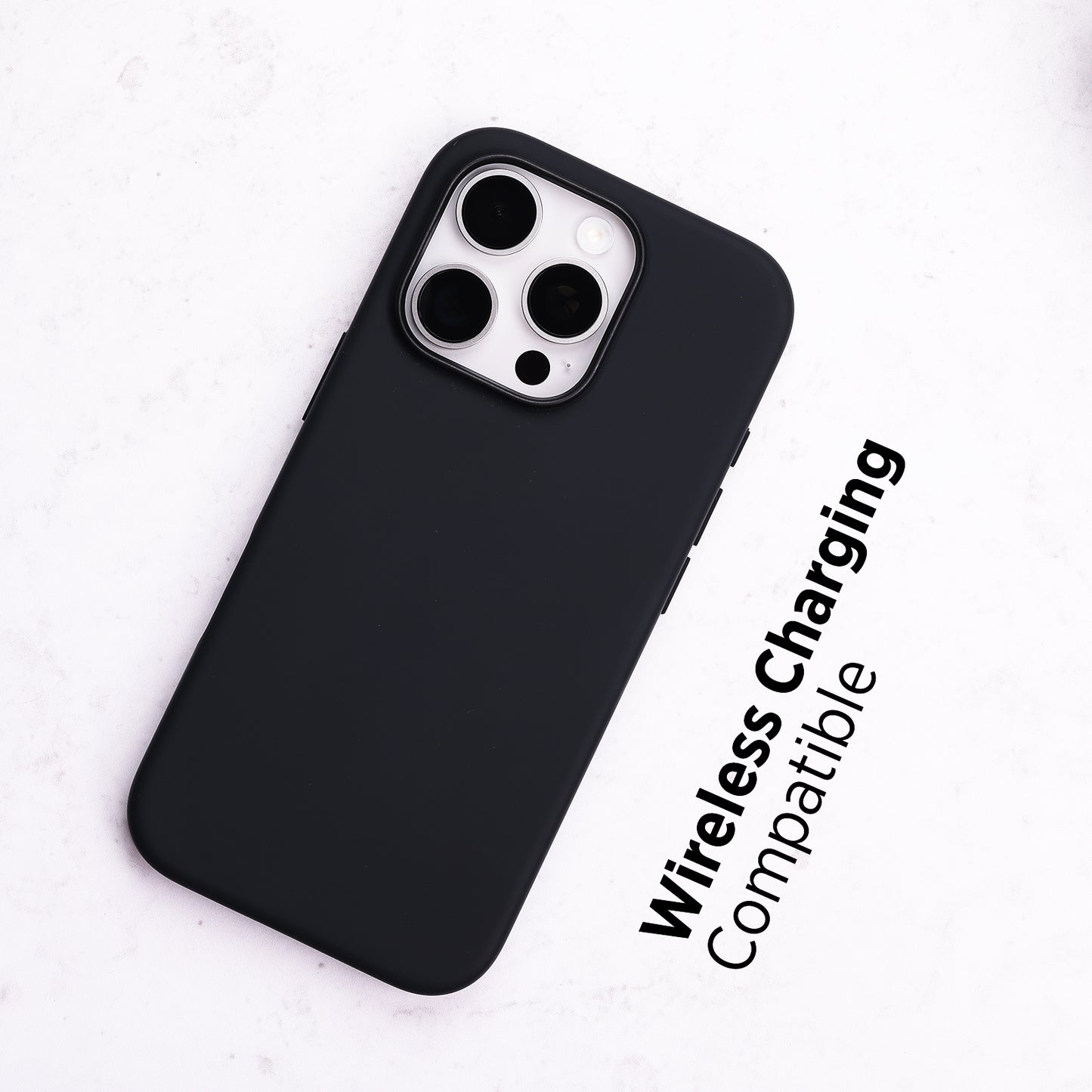 Tekne Silicone Case for iPhone 16 Pro | Soft-Touch Grip | Shockproof & Wireless Charging Compatible - Black