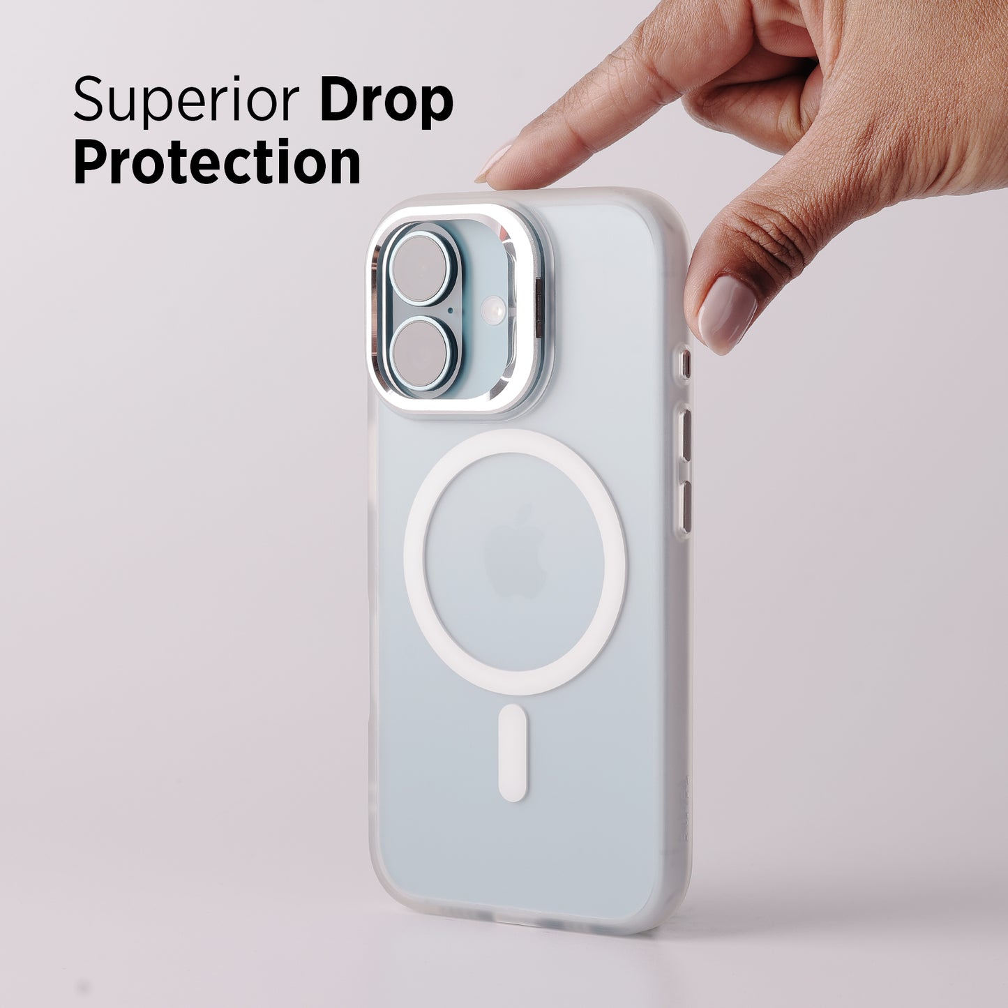 Tekne CLEAR Case with Camera Stand for iPhone 16 | Slim, Transparent & Scratch-Resistant - White
