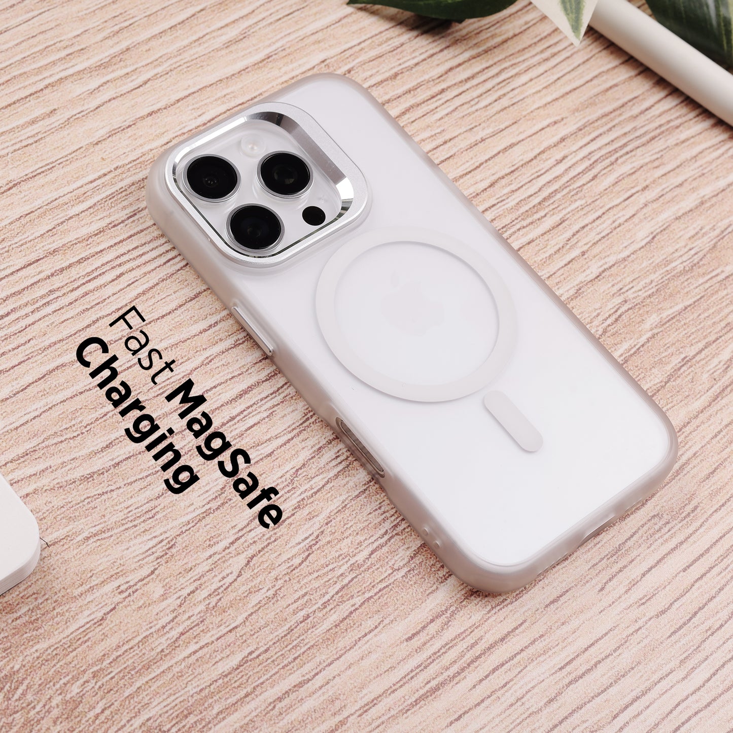 Tekne CLEAR Case with Camera Stand for iPhone 16 Pro | Slim, Transparent & Scratch-Resistant - White