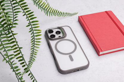 Tekne CRYSTAL Case with Metal Camera Stand for iPhone 16 Pro-Grey