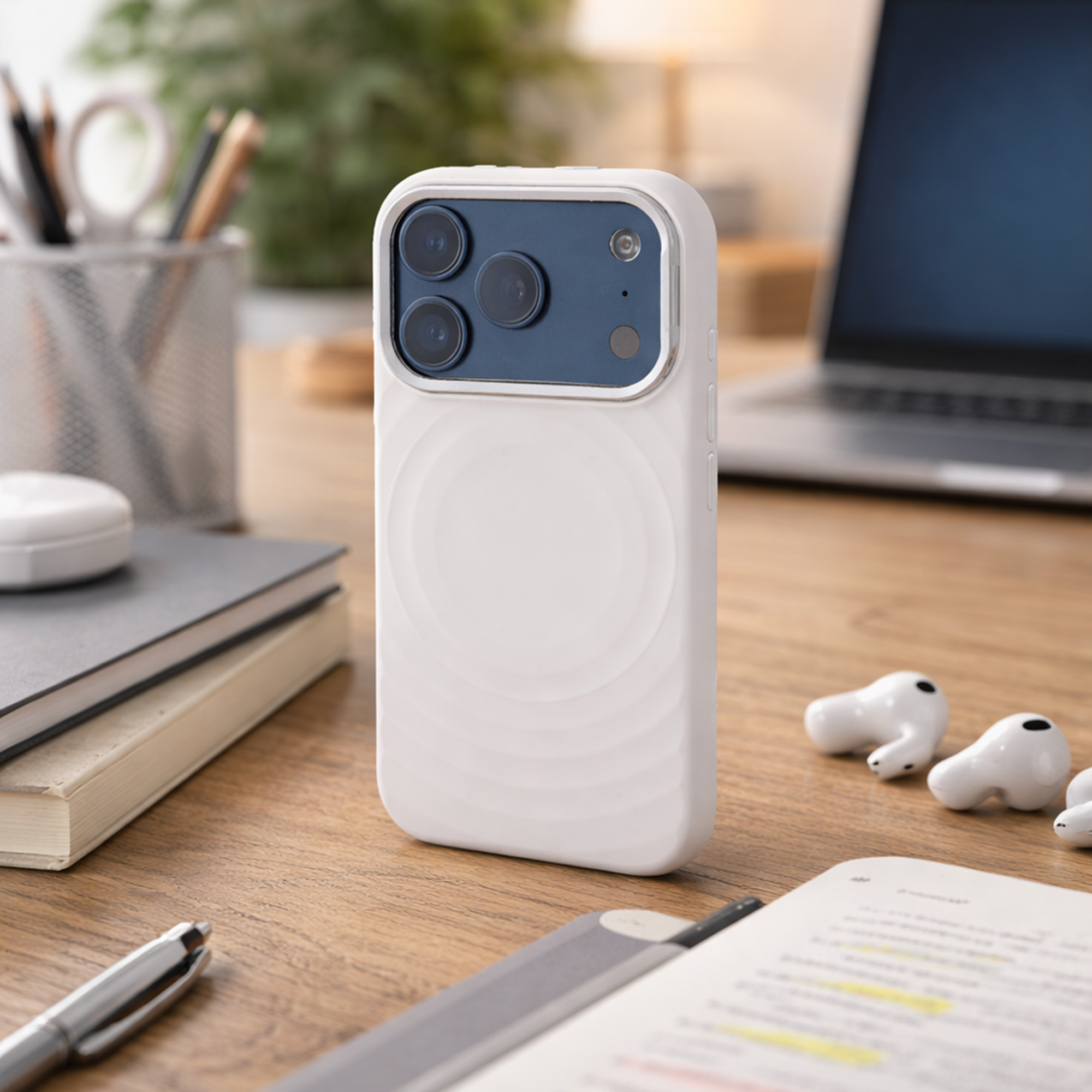 TEKNE WaveStand Silicone Case for iPhone 17 Pro-Beige