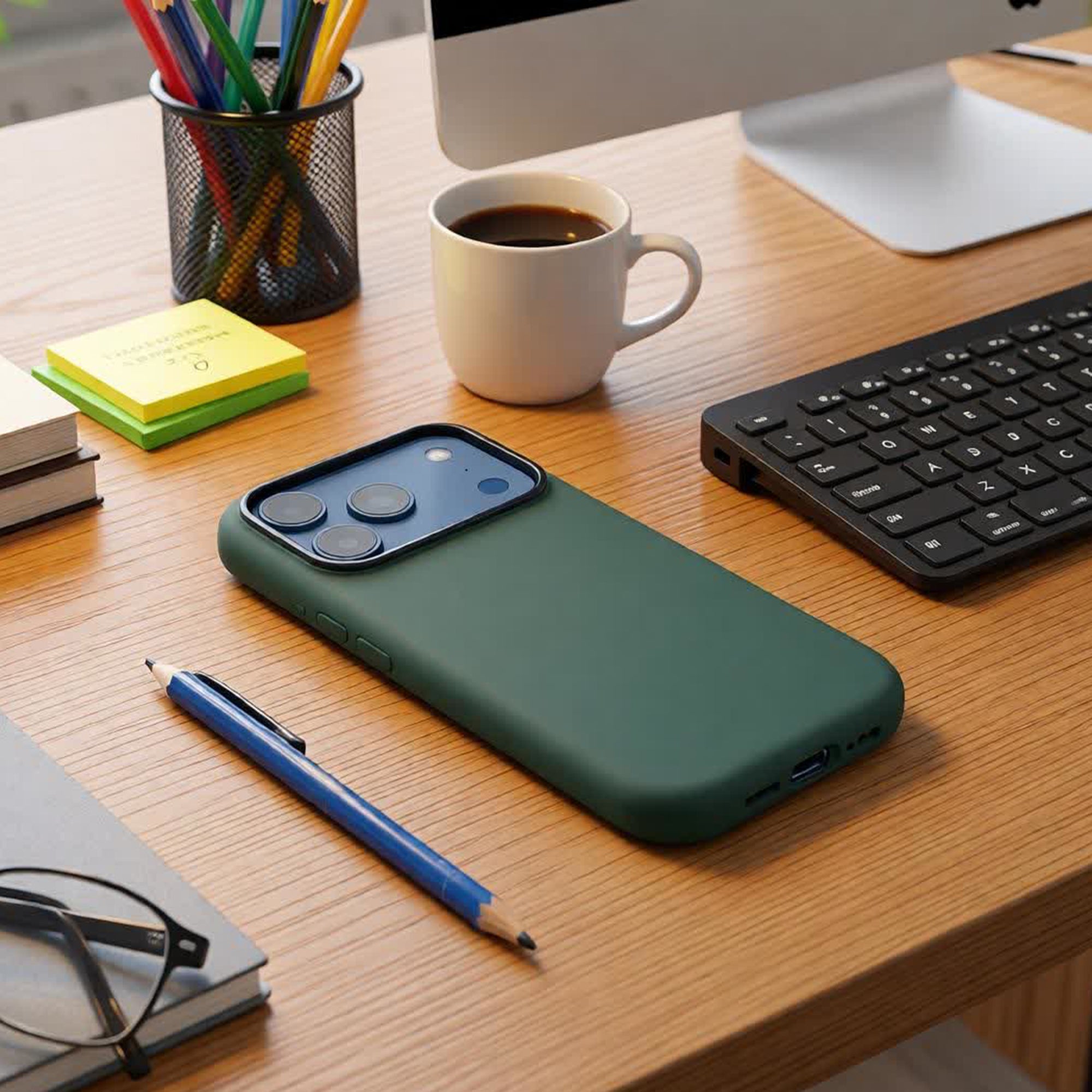 TEKNE Silicone Case Compatible with MagSafe for iPhone 17 Pro-Green