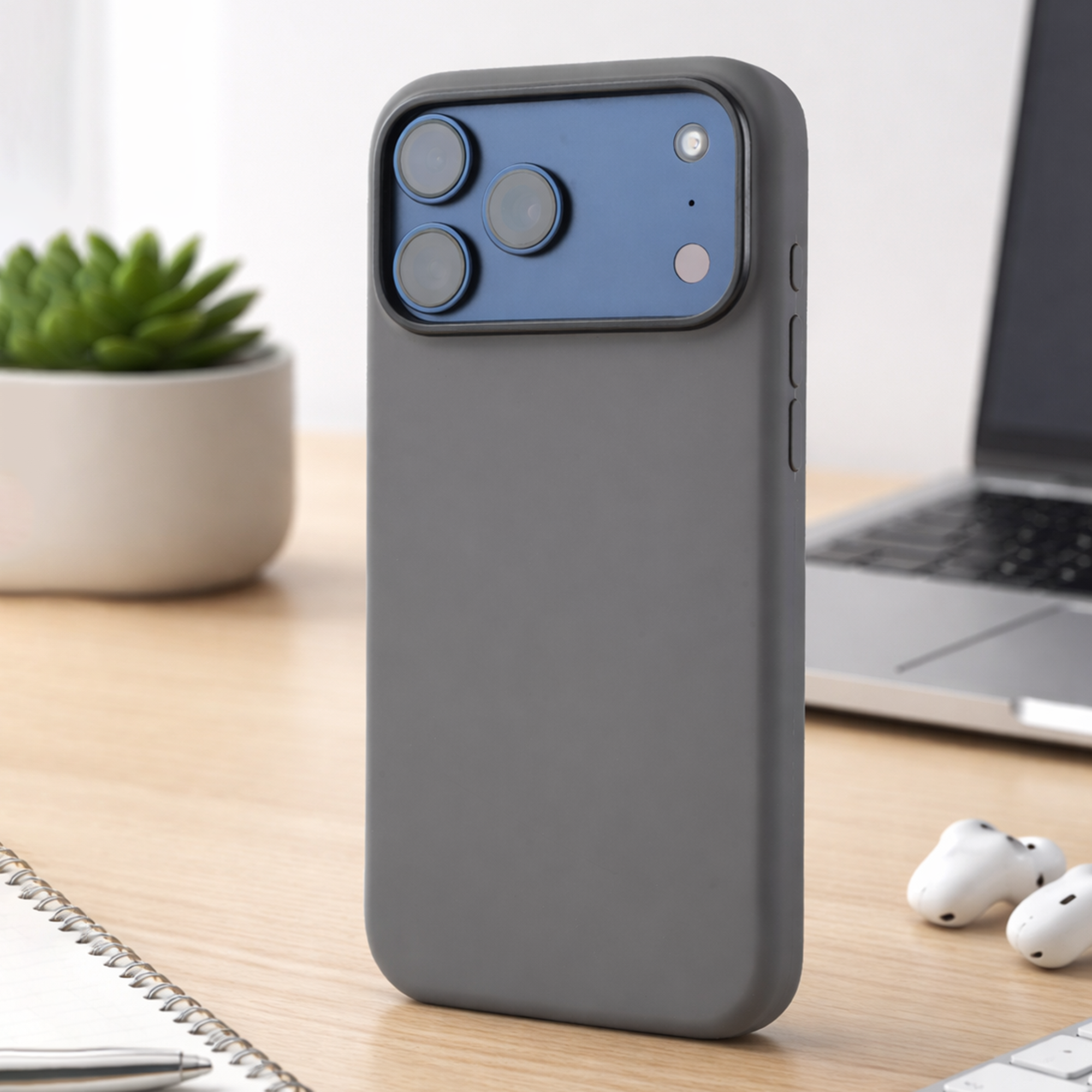 TEKNE Silicone MagSafe Case for iPhone 17 Pro Max-Stone Gray