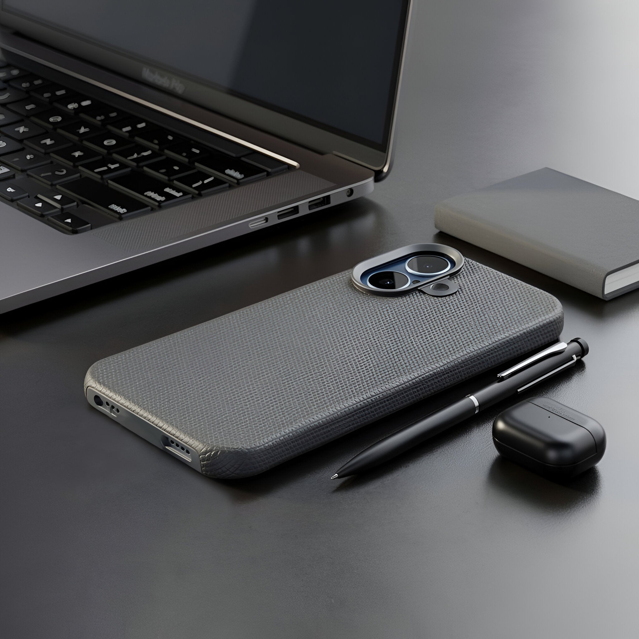 TEKNE Textura Vegan Leather Case  for iPhone 17-Grey