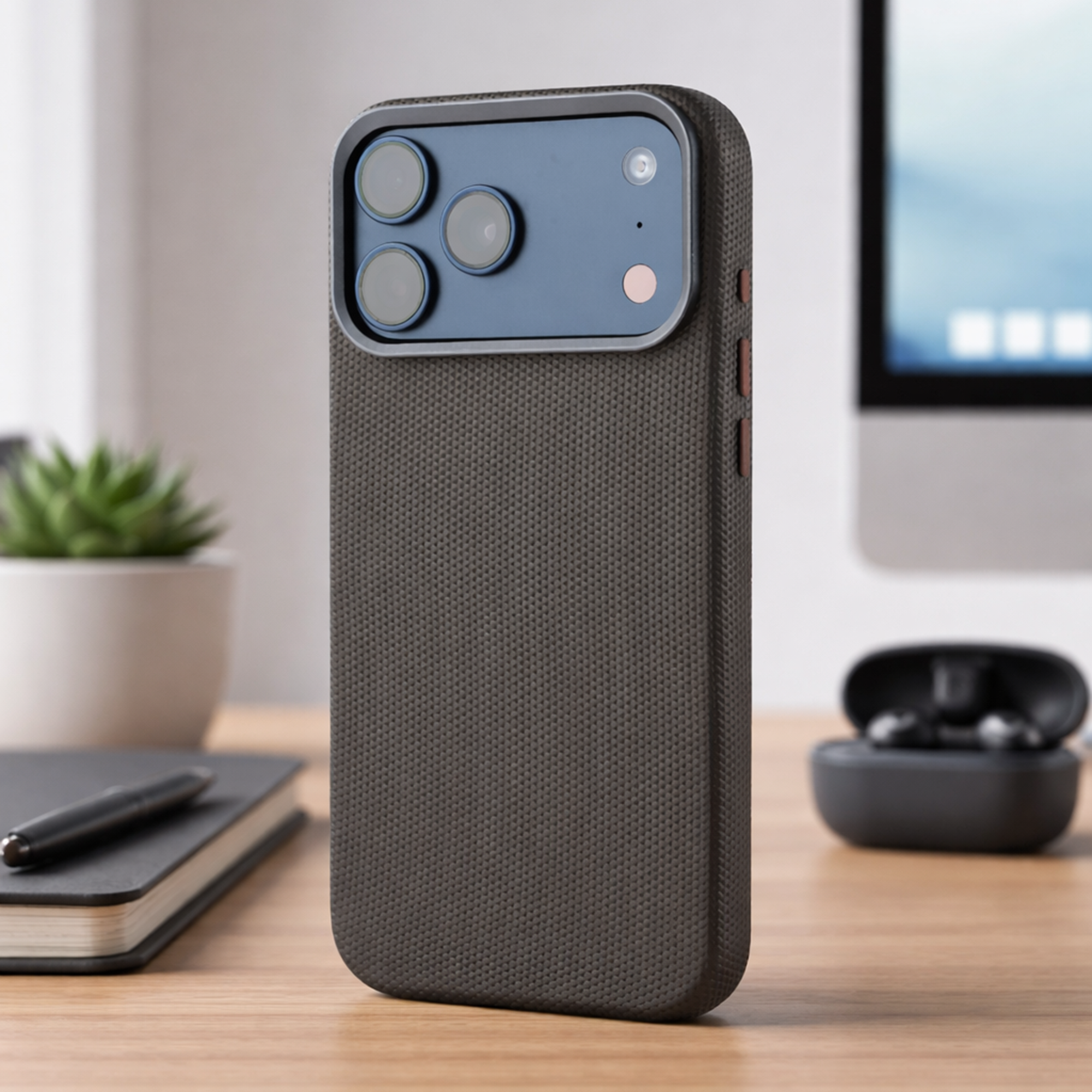 TEKNE Textura Vegan Leather Case for iPhone 17 Pro Max-Grey