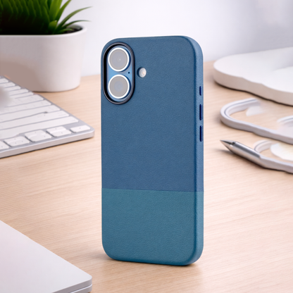 TEKNE DualTone Vegan Leather Case for iPhone 17 -Blue