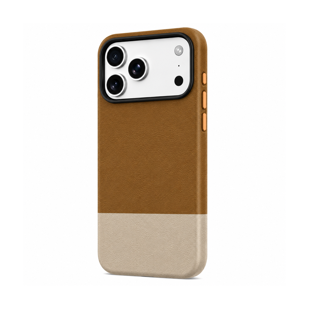 TEKNE DualTone Vegan Leather Case for iPhone 17  Pro Max-Brown