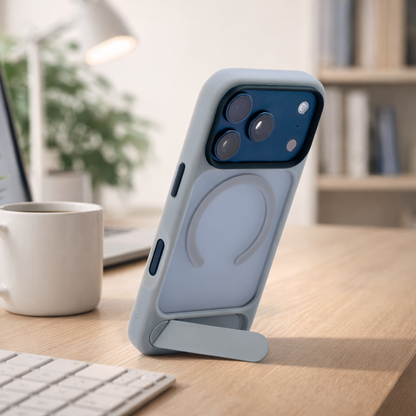 TEKNE Hybrid Frost Matte with stand Case for iPhone 17 Pro-Grey