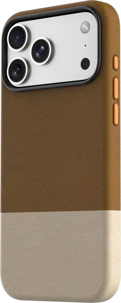 TEKNE DualTone Vegan Leather Case for iPhone 17  Pro Max-Brown