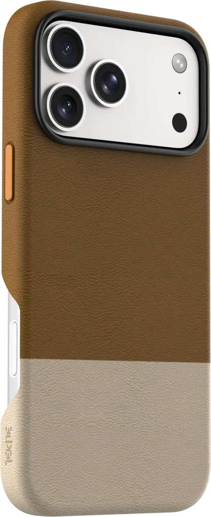 TEKNE DualTone Vegan Leather Case for iPhone 17  Pro Max-Brown