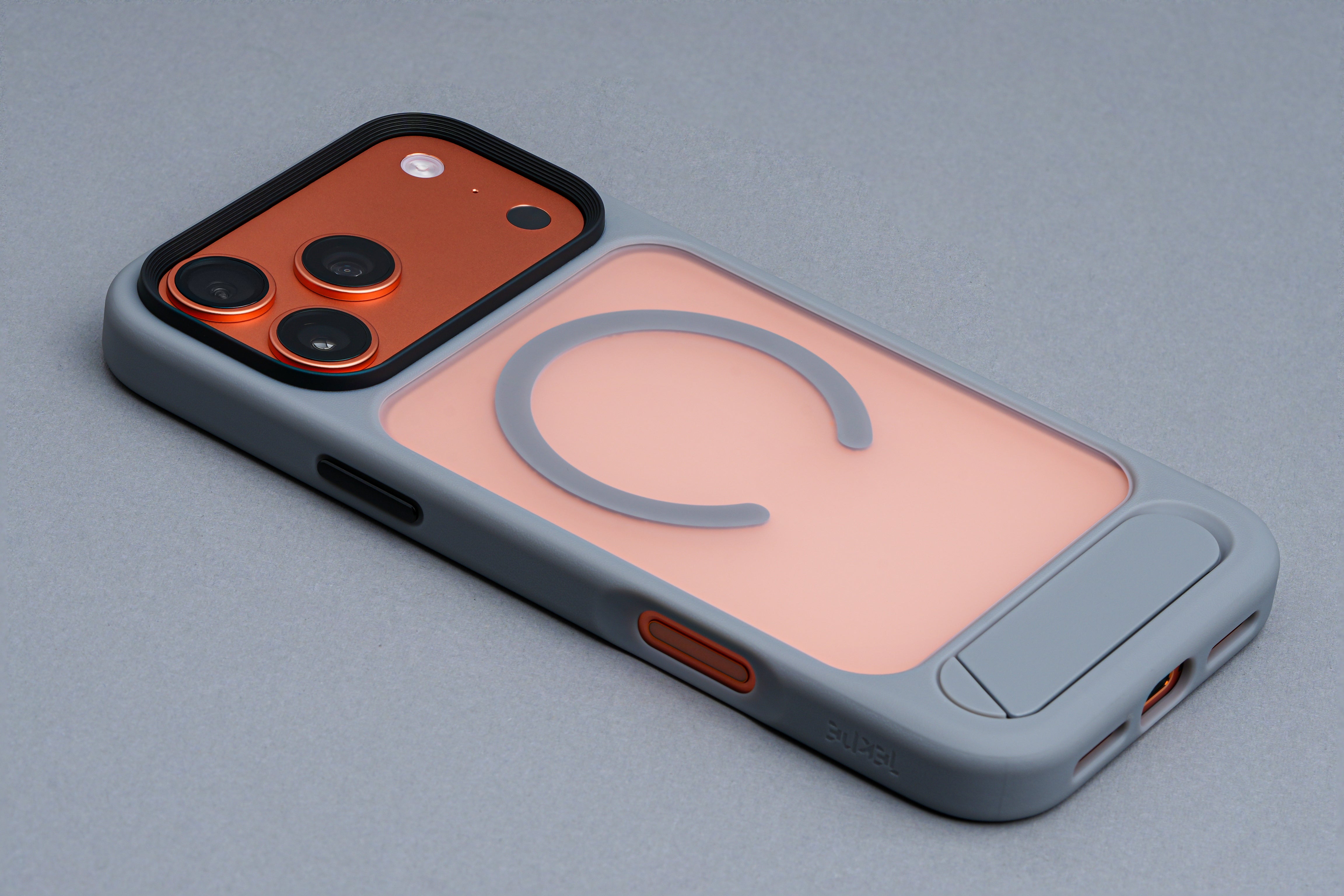 TEKNE Hybrid Frost Matte with stand Case for iPhone 17 Pro Max-Grey